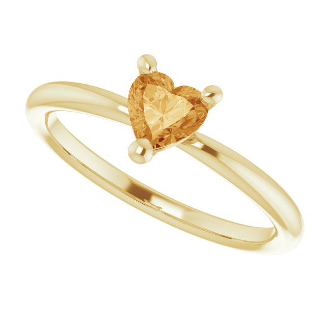 Heart Citrine Symbols Ring in Yellow Gold