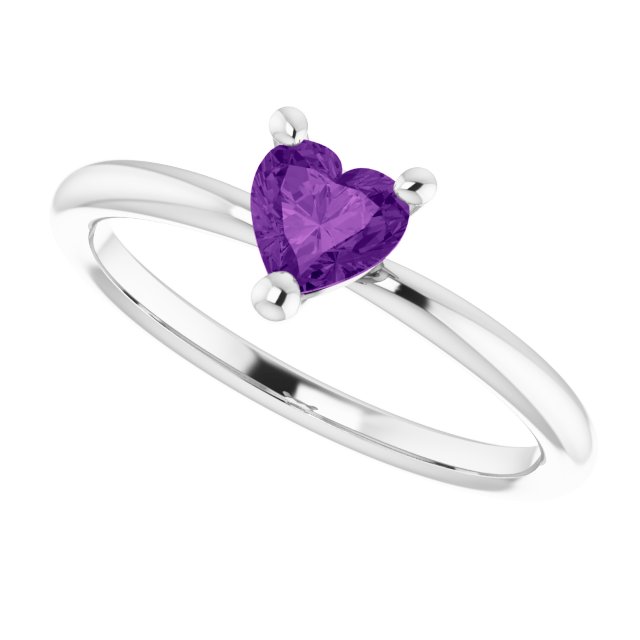 Heart Amethyst Symbols Ring in Platinum