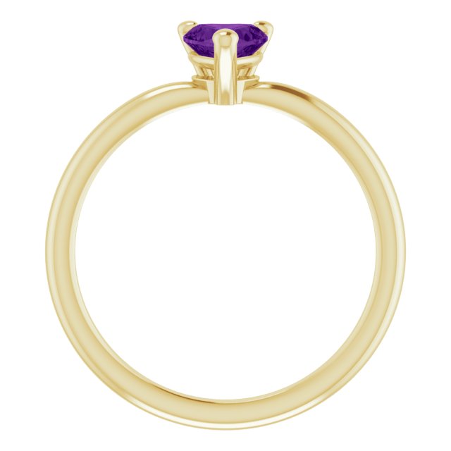 Heart Amethyst Symbols Ring in Yellow Gold