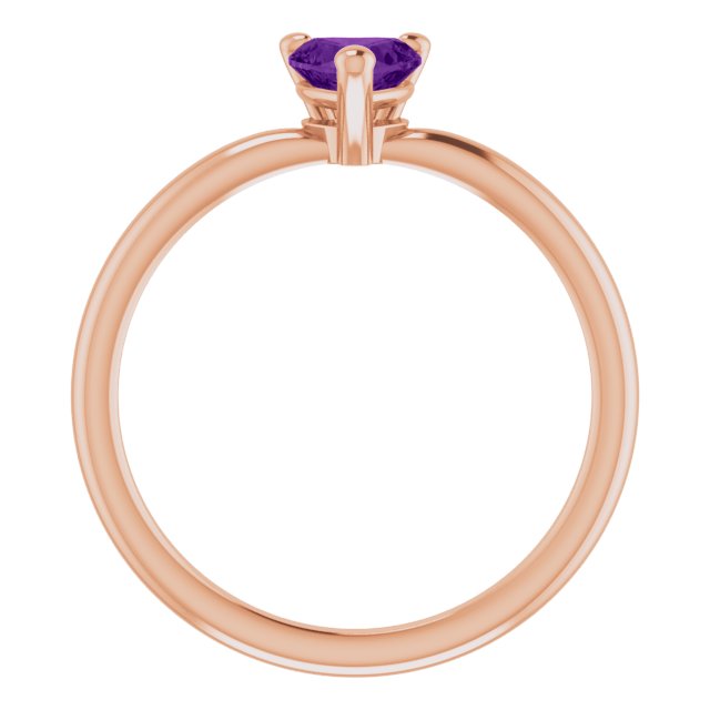 Heart Amethyst Symbols Ring in Rose Gold