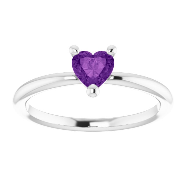 Heart Amethyst Symbols Ring in White Gold