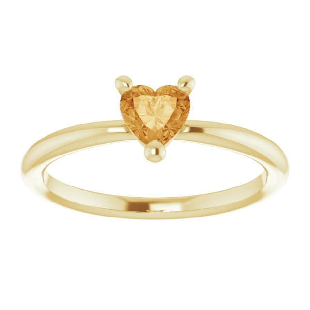 Heart Citrine Symbols Ring in Yellow Gold
