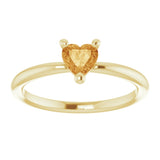 Heart Citrine Symbols Ring in Yellow Gold