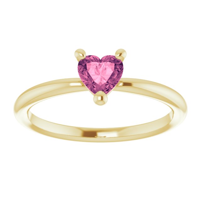Heart Pink Tourmaline Symbols Ring in Gold