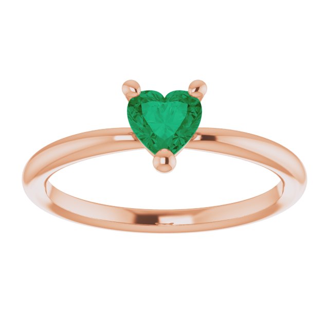 Heart Lab-Grown Emerald Symbols Ring in Rose Gold