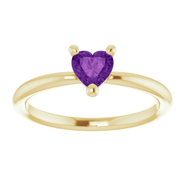 Heart Amethyst Symbols Ring in Yellow Gold