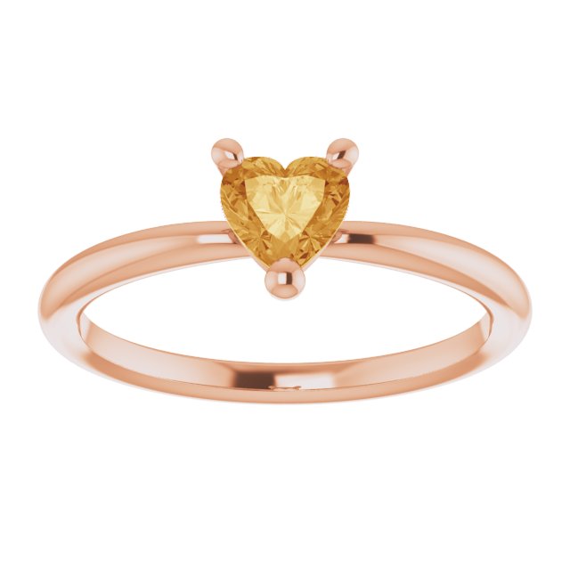 Heart Citrine Symbols Ring in Rose Gold