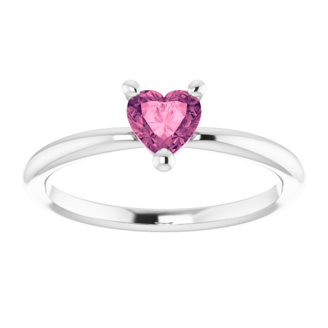 Heart Pink Tourmaline Symbols Ring in White Gold
