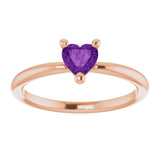 Heart Amethyst Symbols Ring in Rose Gold