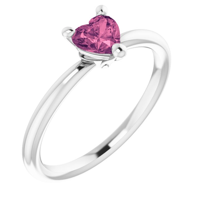 Heart Pink Tourmaline Symbols Ring in White Gold