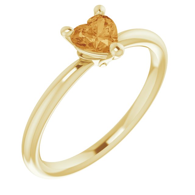 Heart Citrine Symbols Ring in Yellow Gold