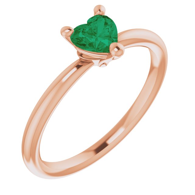 Heart Lab-Grown Emerald Symbols Ring in Rose Gold