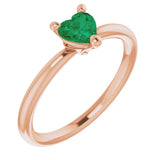 Heart Lab-Grown Emerald Symbols Ring in Rose Gold