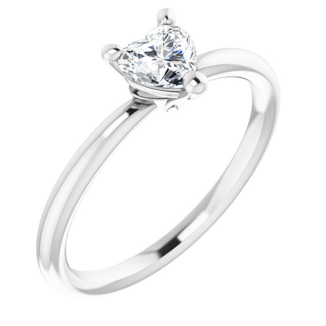 Heart White Sapphire Symbols Ring in White Gold