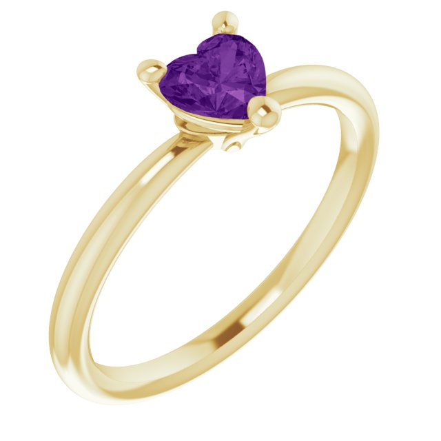 Heart Amethyst Symbols Ring in Yellow Gold