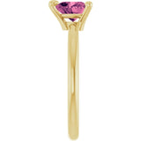 Heart Pink Tourmaline Solitaire Ring in Yellow Gold