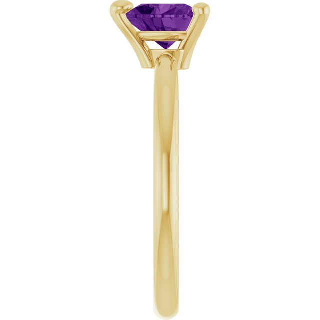 Heart Amethyst Solitaire Ring in Yellow Gold