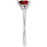Heart Mozambique Garnet Solitaire Ring in Platinum