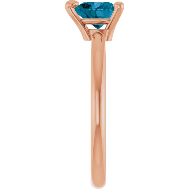 Heart London Blue Topaz Solitaire Ring in Rose Gold