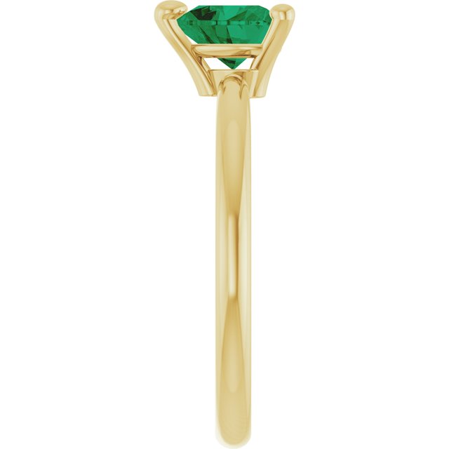 Heart Lab-Grown Emerald Solitaire Ring in Yellow Gold