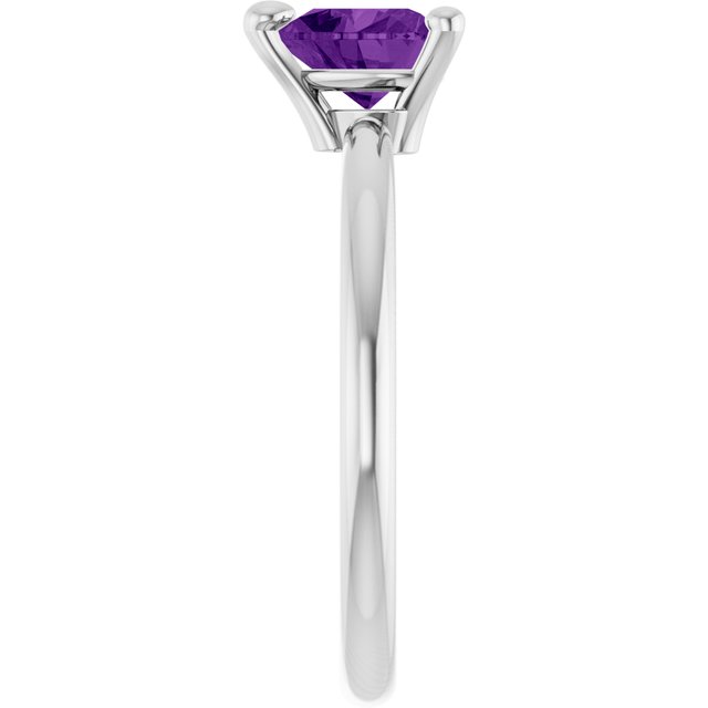 Heart Amethyst Solitaire Ring in Platinum