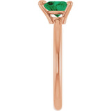 Heart Lab-Grown Emerald Solitaire Ring in Rose Gold