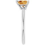 Heart Citrine Solitaire Ring in Platinum