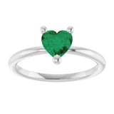 Heart Lab-Grown Emerald Solitaire Ring in Platinum