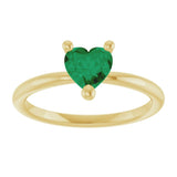 Heart Lab-Grown Emerald Solitaire Ring in Yellow Gold