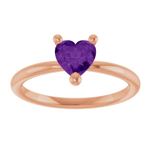 Heart Amethyst Solitaire Ring in Rose Gold