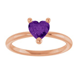 Heart Amethyst Solitaire Ring in Rose Gold