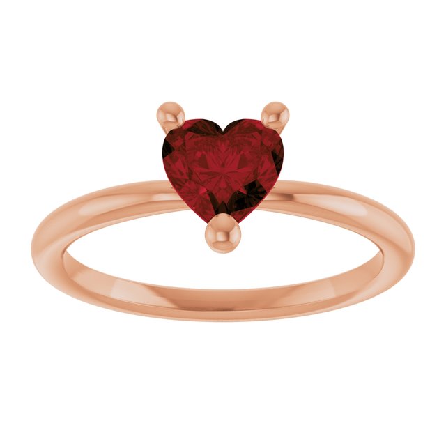 Heart Mozambique Garnet Solitaire Ring in Gold