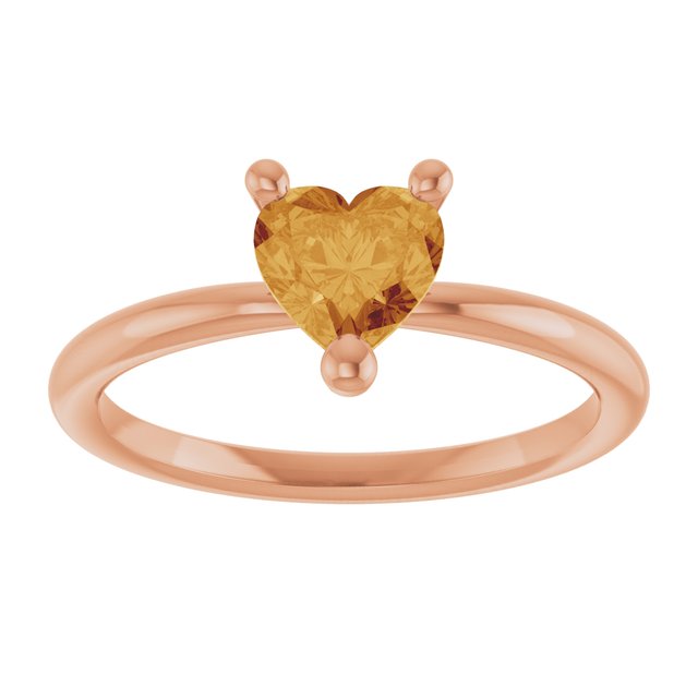 Heart Citrine Solitaire Ring in Rose Gold