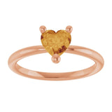 Heart Citrine Solitaire Ring in Rose Gold