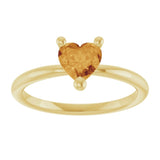 Heart Citrine Solitaire Ring in Yellow Gold