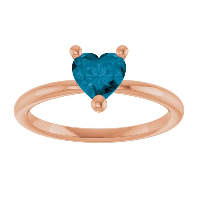 Heart London Blue Topaz Solitaire Ring in Rose Gold