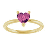 Heart Pink Tourmaline Solitaire Ring in Yellow Gold