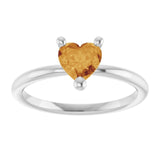 Heart Citrine Solitaire Ring in Platinum
