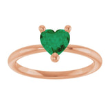 Heart Lab-Grown Emerald Solitaire Ring in Rose Gold