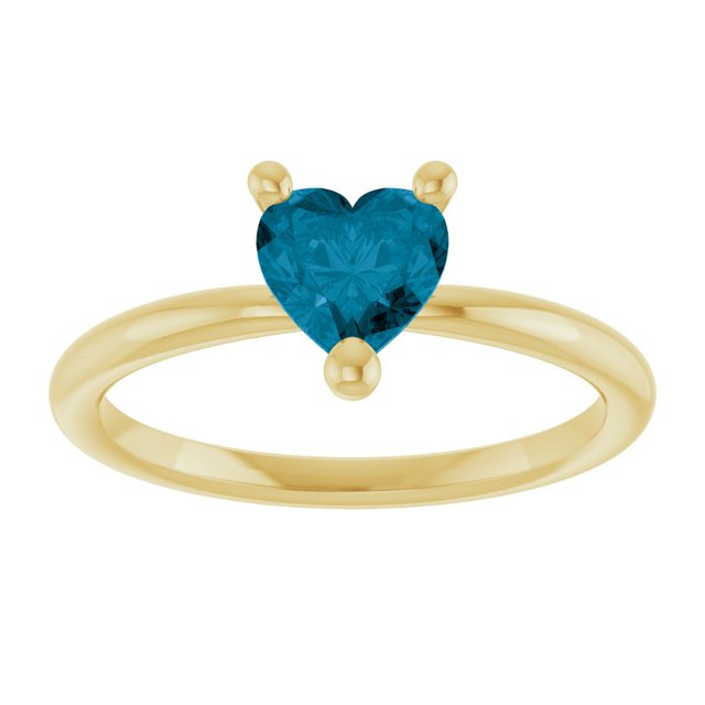 Heart London Blue Topaz Solitaire Ring in Yellow Gold
