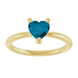 Heart London Blue Topaz Solitaire Ring in Yellow Gold