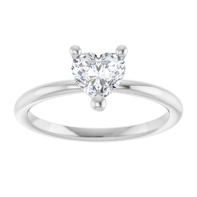 Heart White Sapphire Solitaire Ring in Platinum