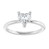 Heart White Sapphire Solitaire Ring in Platinum