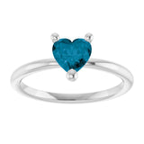 Heart London Blue Topaz Solitaire Ring in Platinum