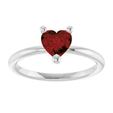 Heart Mozambique Garnet Solitaire Ring in White Gold