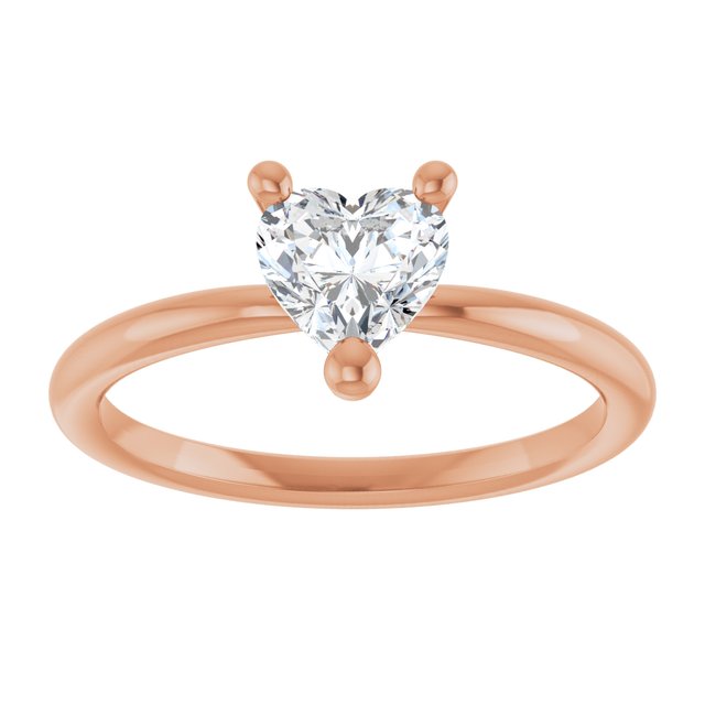 Heart White Sapphire Solitaire Ring in Rose Gold