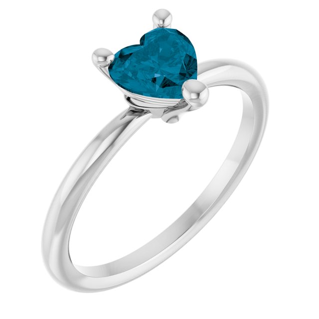 Heart London Blue Topaz Solitaire Ring in White Gold