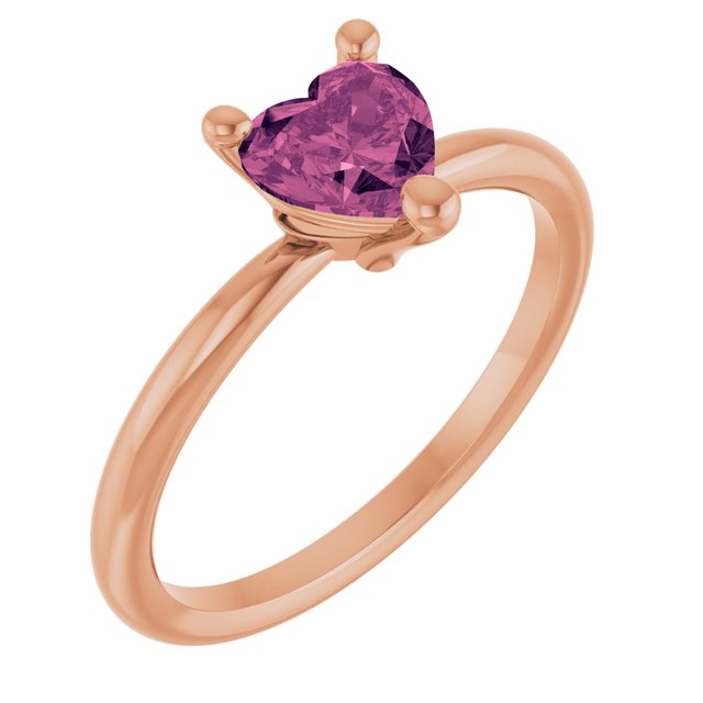 Heart Pink Tourmaline Solitaire Ring in Rose Gold
