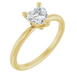 Heart White Sapphire Solitaire Ring in Yellow Gold