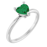 Heart Lab-Grown Emerald Solitaire Ring in Platinum